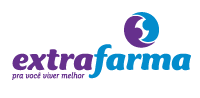 Logotipo da Extrafarma em fundo preto com a palavra-chave Itaú.