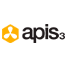 Logotipo da Apis 3 em fundo preto com a marca Itaú.