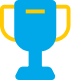 Um ícone de troféu azul e amarelo em um fundo preto, exibido na página de desenvolvimento de todos os componentes.