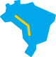 Um mapa do Brasil com uma seta amarela proeminente indicando a direção.