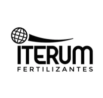 Logotipo da Iterum Fertilizantes com globo estilizado e elemento swoosh de inspiração tecnológica.
