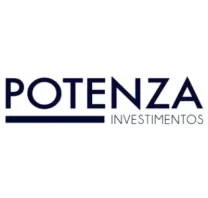 Logotipo da Potenza Investimentos apresentando o nome da empresa em letra maiúscula e linha horizontal abaixo.