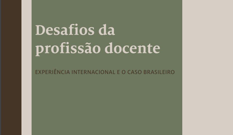 Capa do livro 2021 "Desafios da Profissão Docente" apresentando a experiência internacional e o caso brasileiro.