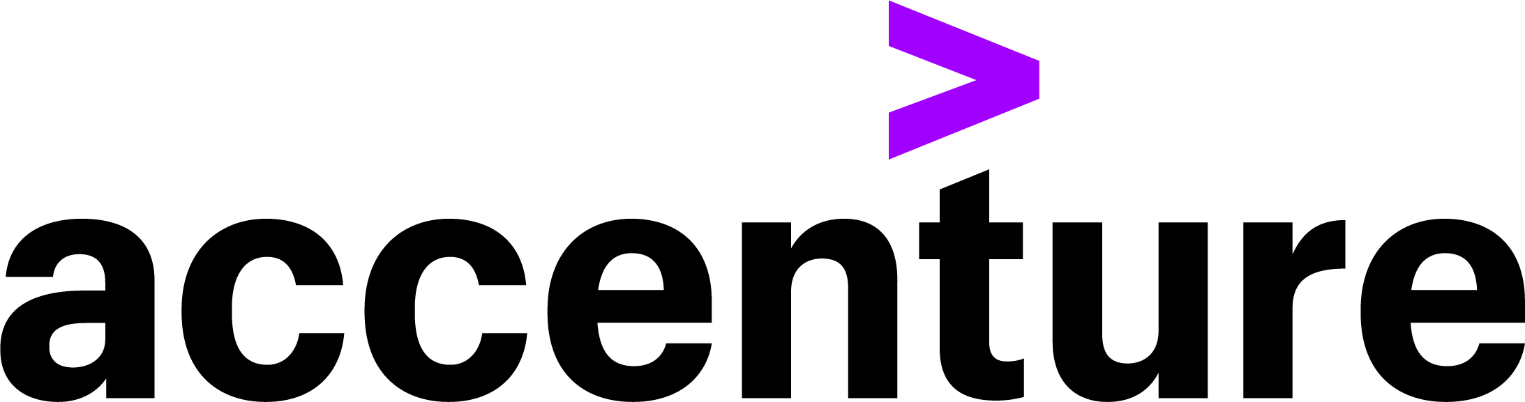 Logotipo da Accenture com uma seta roxa mostrando serviços [MDF].