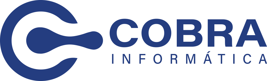 Logotipo Cobra informatica com toque Accenture [MDF] em fundo preto.