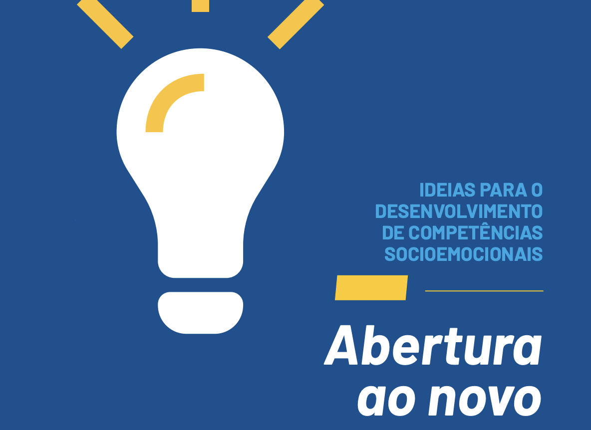 Uma lâmpada com os dizeres 'Ideias para o desenvolvimento de competências socioemocionais'.