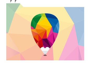 Uma ilustração colorida de um balão de ar quente.