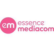 O logotipo da Essence mediacom pisca contra um fundo branco.