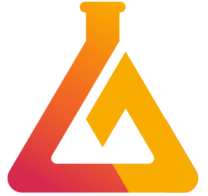 Um logotipo amarelo e laranja com um triângulo no meio pisca.