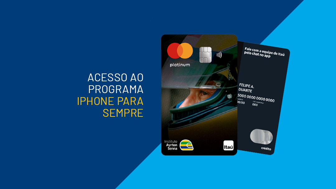 O Cartão Itaú oferece acesso ao programa iPhone para ser utilizado, com parceria do Instituto Ayrton Senna.