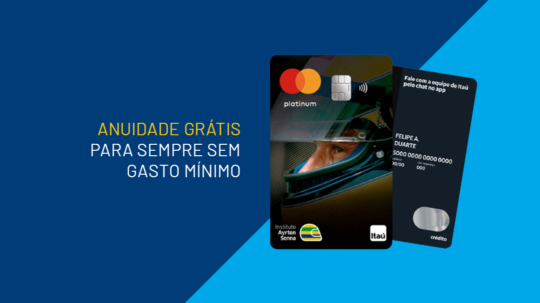 Cartão de crédito com os dizeres "Cartão Itaú" em fundo azul.