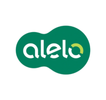 Logotipo da Alelo, com a palavra “alelo” em letras minúsculas brancas sobre uma forma arredondada verde, com um anel amarelo parcial sobre a letra “o”.