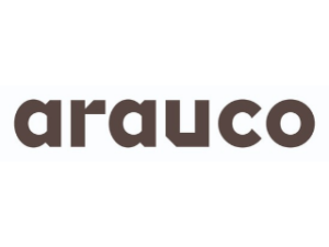 Logotipo da Arauco em marrom escuro, uma empresa que apoia a formação de professores.